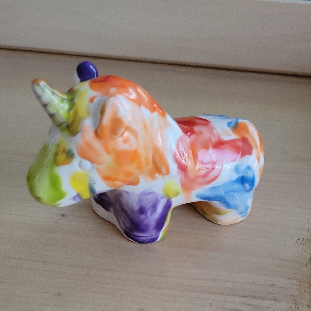 Colorful Painted Ceramic Unicorn Figurine
